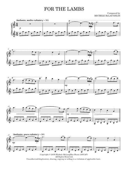 For The Lambs - Michele McLaughlin (Piano Solo)