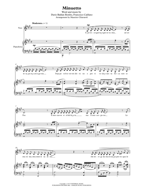 Minuetto (Arr. Maurizio Chiavaroli) - Mia Martini (Piano Vocal)