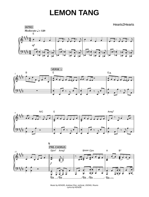 Lemon Tang - Hearts2Hearts (Piano)