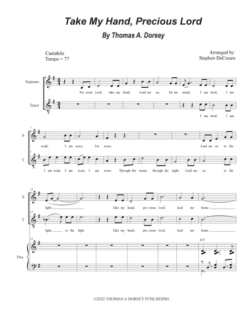 Take My Hand, Precious Lord (Arr. Stephen DeCesare) - Thomas A Dorsey (Voice Duet and Piano)