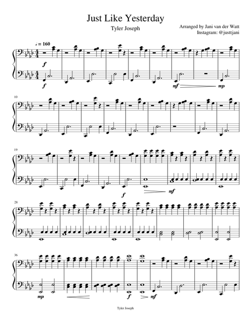 Just Like Yesterday - Tyler Joseph