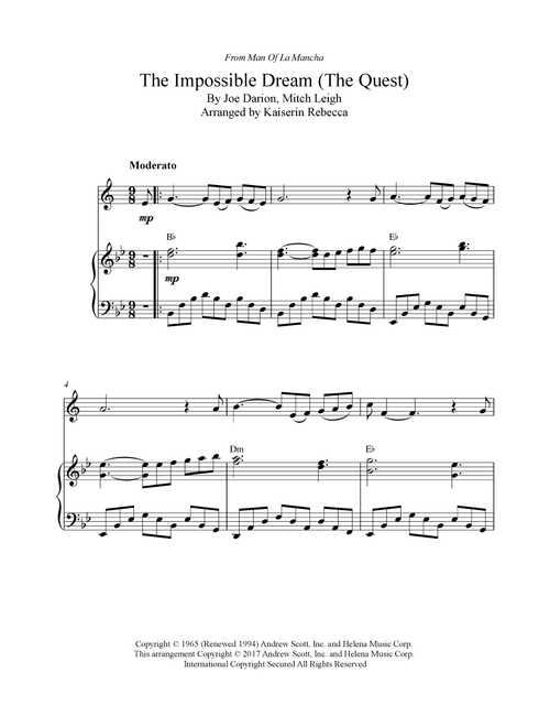 The Impossible Dream (The Quest) (Arr. Kaiserin Rebecca) - Man Of La Mancha (Tenor Sax and Piano)