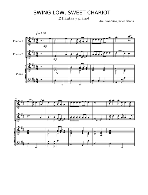 Swing low, sweet chariot – Misc Traditional SWING LOW, SWEET CHARIOT (2 flautas y piano)