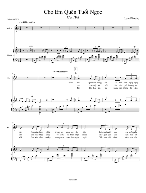 [Vietnamese French] Cho Em Quên Tuổi Ngọc - C'est Toi (Lam Phương)