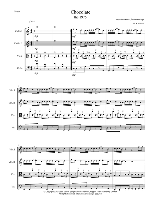 Chocolate (Arr. Katrina Wreede) - The 1975 (String Quartet)