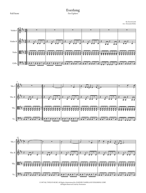 Everlong (Arr. Fernando Britto) - Foo Fighters (String Quartet)