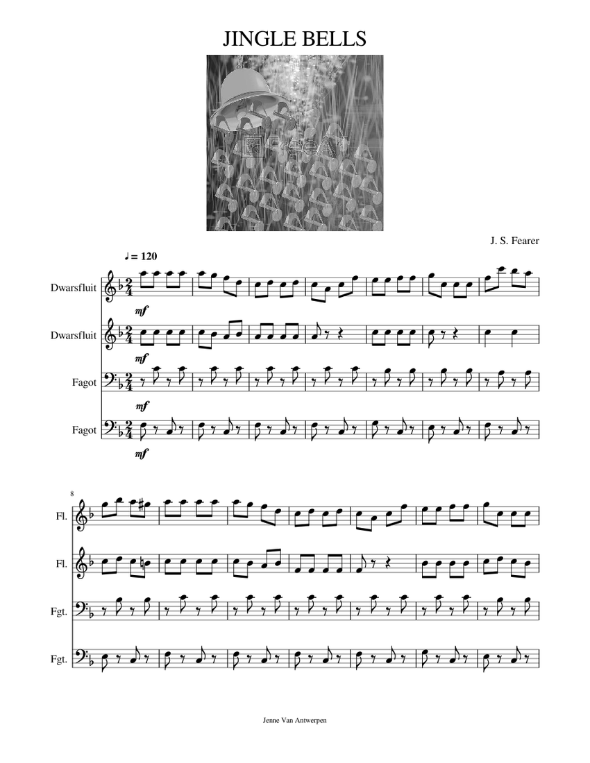 JINGLE BELLS Sheet music for Flute, Bassoon (Mixed Quartet)