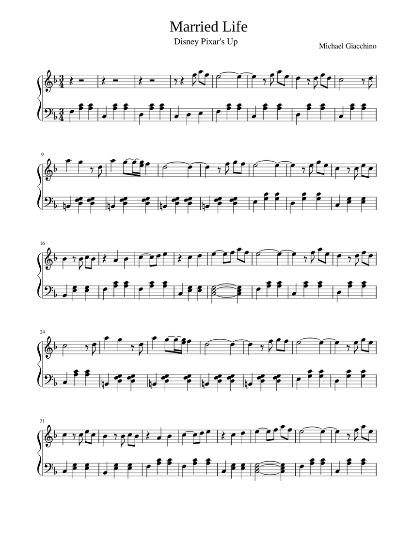 Married Life Disney Pixars Up Sheet music for Drum group Solo Musescore