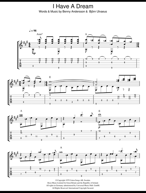 I Have A Dream - ABBA, Westlife (Easy Guitar with TAB)