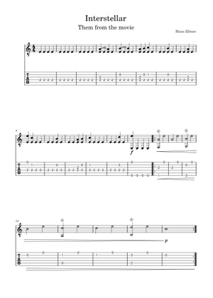 Interstellar Main Theme – Hans Zimmer Sheet Music and Tab for Guitar ...