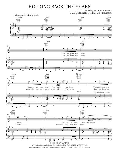 Holding back the years - Simply Red (Piano-Vocal-Guitar)