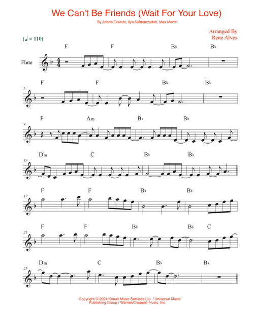 We Can't Be Friends (Wait For Your Love) (Arr. Rene Alves) - Ariana Grande (Flute Solo)