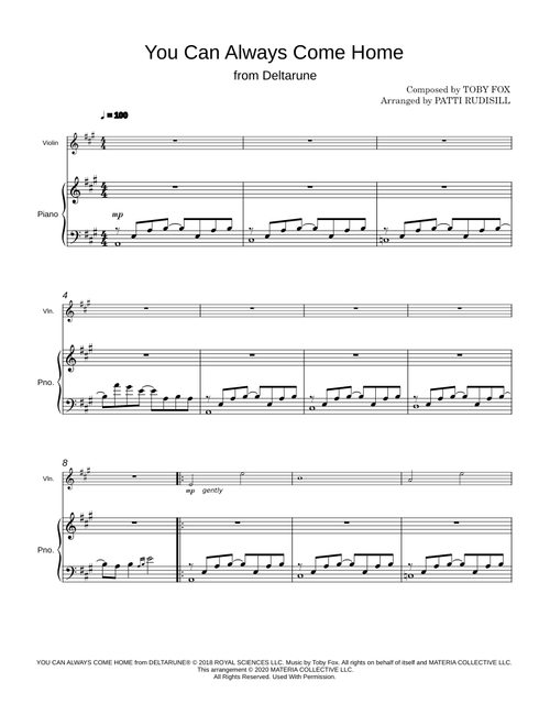 You Can Always Come Home (from DELTARUNE) (for Solo Violin with Piano Accompaniment)
