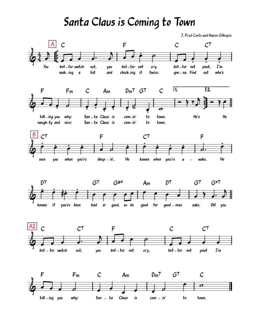 Santa claus is coming to town – John Frederick Coots Sheet music for ...