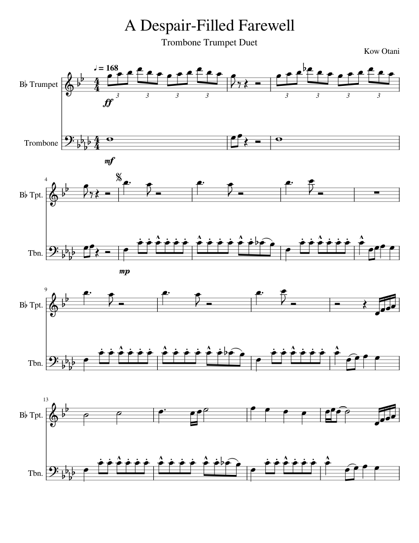 Shadow of the Colossus A DespairFilled Farewell Trombone Trumpet Duet Sheet music for