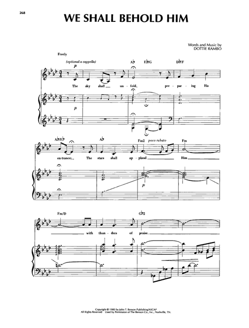 We Shall Behold Him - Sandi Patti (Piano Vocal)
