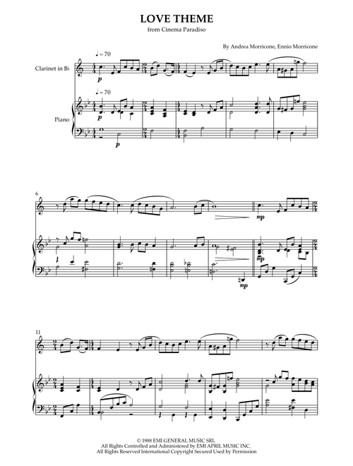 Love Theme (tema D'amore) (Arr. Karen Gueiros) - Andrea Morricone, Ennio Morricone (Clarinet and Piano)