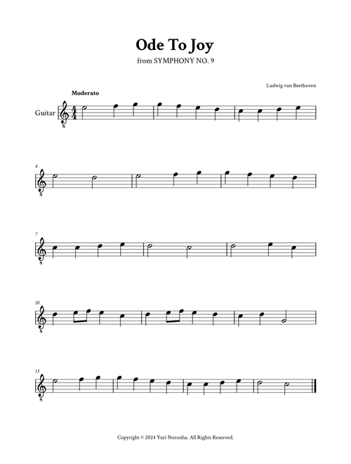 Ode To Joy - Easy Guitar (C Major) (Arr. Yuri Noronha) - Ludwig van Beethoven (Easy Guitar)