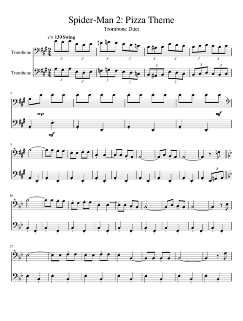 Spider-Man 2: Pizza Theme - Trombone Duet