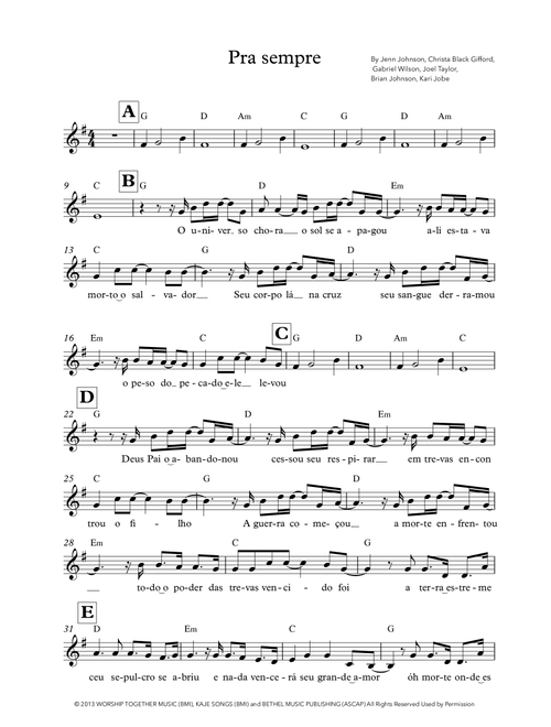 Forever (We Sing Hallelujah) (Arr. Jader Lara) - Joellen (Lead Sheet - Fake Book)