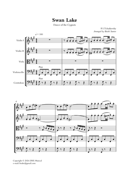 Swan Lake - Dance of the Cygnets (Arr. Bisdré Santos) - Tchaikovsky (String Ensemble)