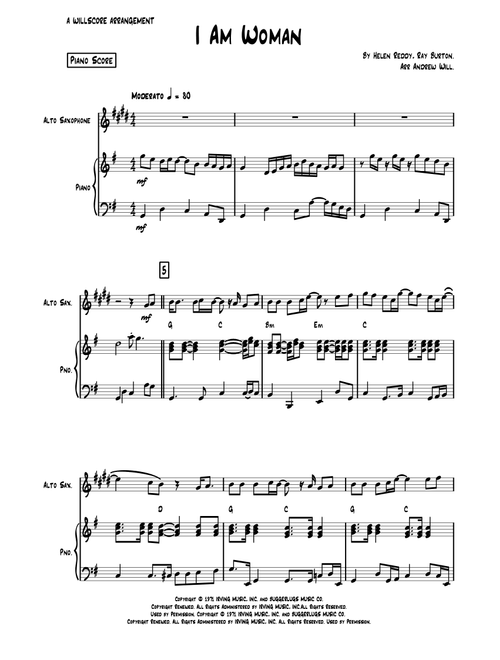 I Am Woman (Arr. Andrew Will) - Helen Reddy (Alto Sax and Piano)