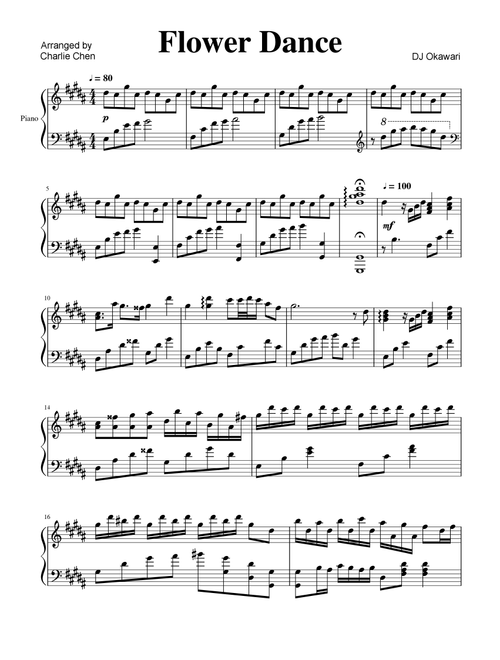 Flower Dance (Arr. Charlie Chen) - DJ Okawari (Piano Solo)
