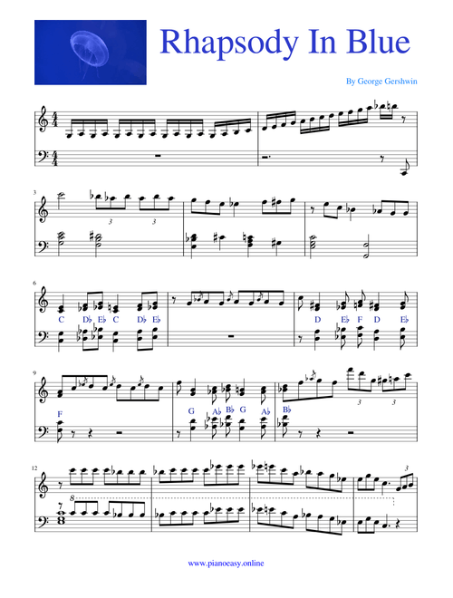 Rhapsody In Blue - Complete - Five Pages - PianoEasy.online