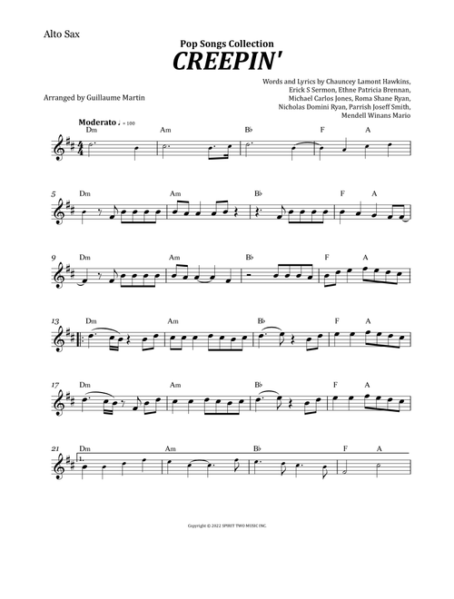 Creepin' (with The Weeknd & 21 Savage) (Arr. Guillaume Martin) - Metro Boomin (Alto Sax Solo)