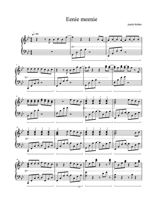 Eenie Meenie (Arr. Sean Kingston & Justin Bieber) (Piano Solo)