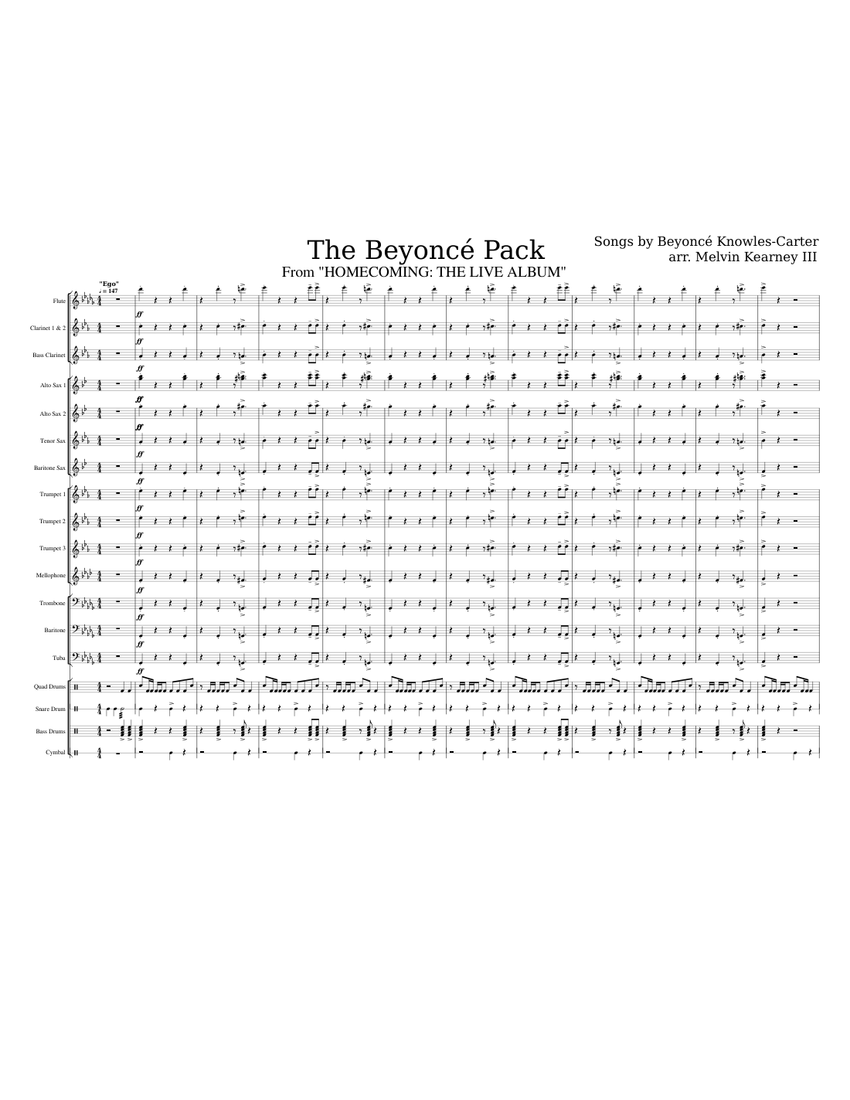 The Beyonce Pack Sheet Music for Trombone, Tuba, Flute, Clarinet in b ...