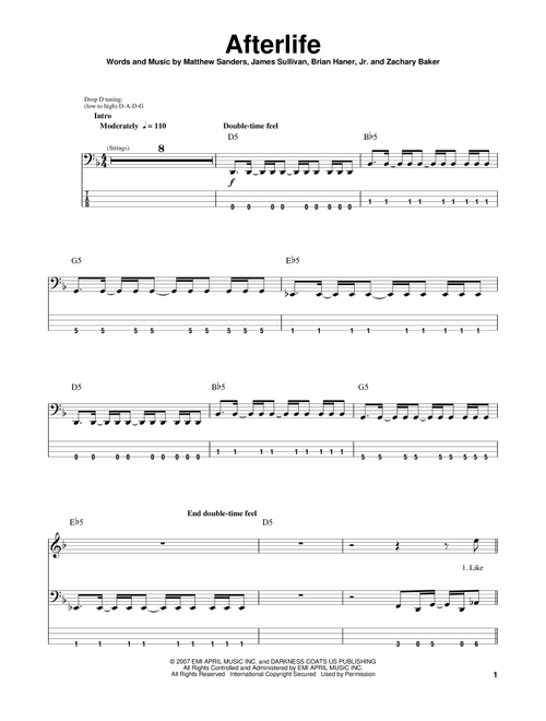Afterlife - Avenged Sevenfold (Bass Tab)