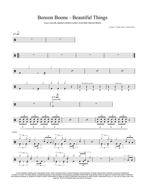 Beautiful Things (Arr. Red*dio Music) - Benson Boone (Drums)