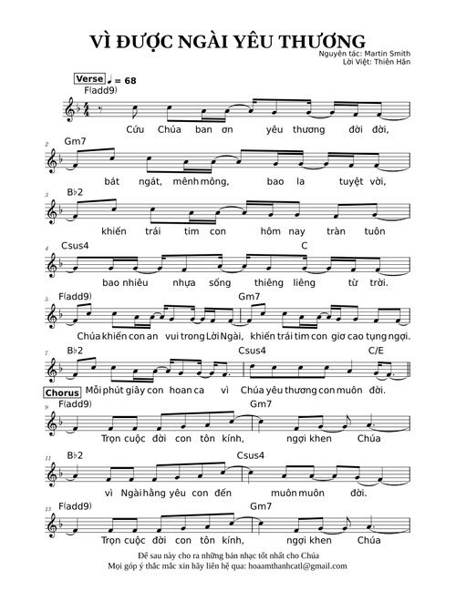 VÌ ĐƯỢC NGÀI YÊU THƯƠNG – Tone F