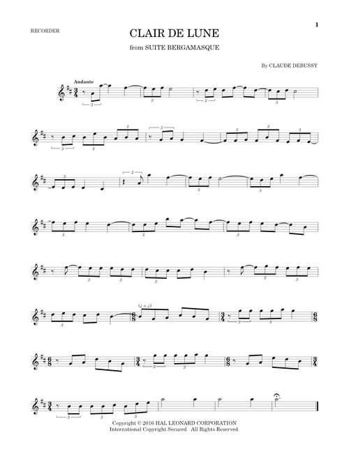 Clair De Lune - Claude Debussy (Recorder Solo)
