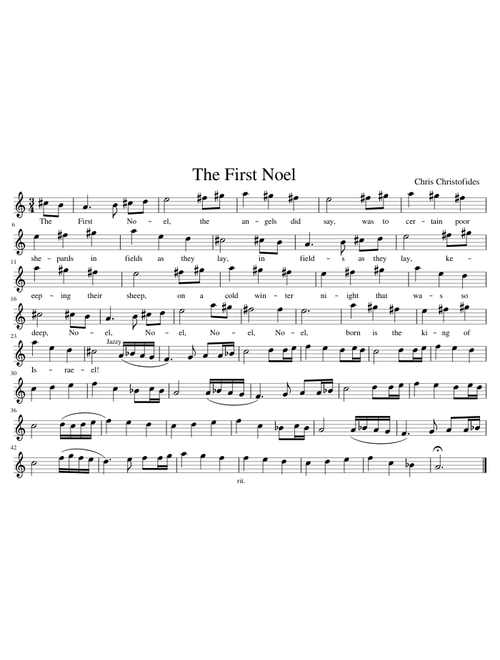The First Noel (for 5x7 Lyre) with Lyrics