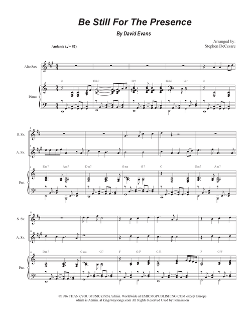 Be Still For The Presence (Arr. Stephen DeCesare) - David Evans (Instrumental Duet and Piano)