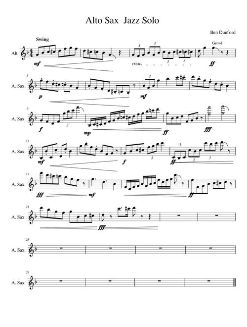 Jazz Alto Sax Solo 