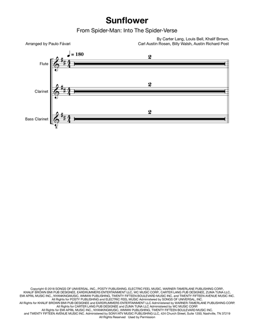 Sunflower (Arr. Paulo Fávari) - Post Malone & Swae Lee (Woodwind Ensemble)