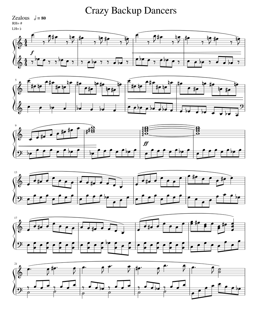 Crazy Backup Dancers – ZUN Sheet Music for Piano (Solo