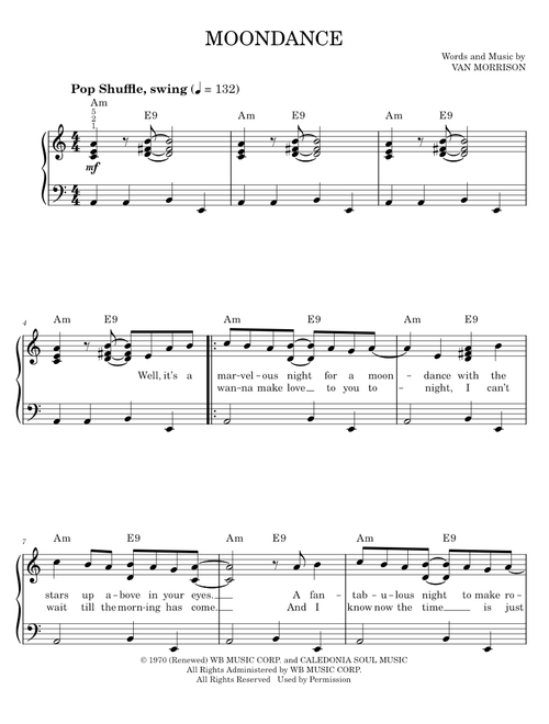 Moondance - Van Morrison (Easy Piano)