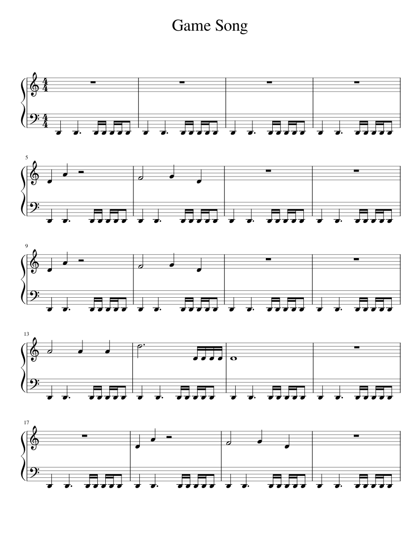 Game Song Sheet Music for Piano (Solo) Easy | MuseScore.com