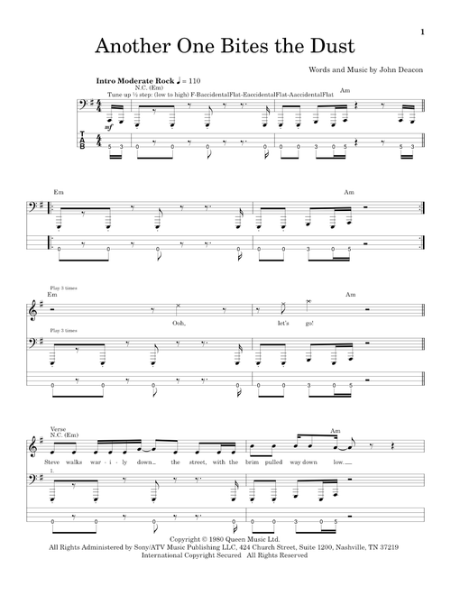 Another One Bites The Dust - Queen (Bass Tab)