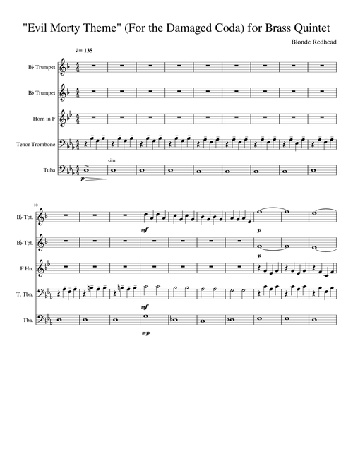 "Evil Morty Theme" (For the Damaged Coda) for Brass Quintet