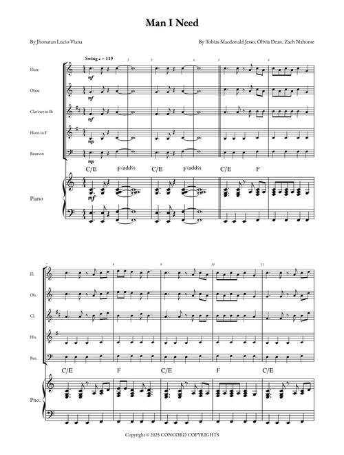 Man I Need (Arr. Jhonatan Lucio Viana) - Olivia Dean (Small Ensemble)