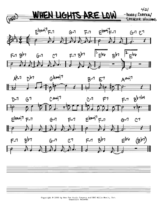 When Lights Are Low - Benny Carter (Real Book - Melody-Chords)