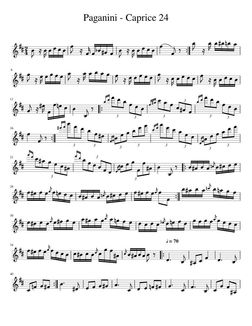Paganini Caprice 24 for Bb Sheet music for in bflat