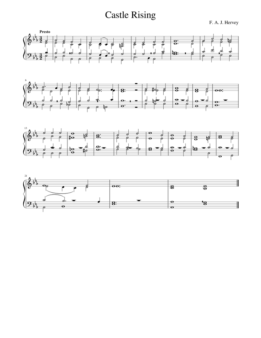 Castle Rising Song Notes Castle Rising - Frederick A. J. Hervey Sheet Music for Piano (Solo ...