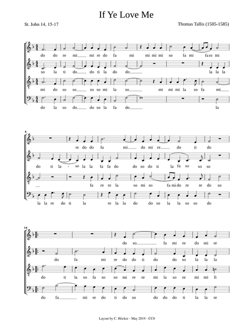If ye love me – Thomas Tallis Tallis_Thomas - Solfege
