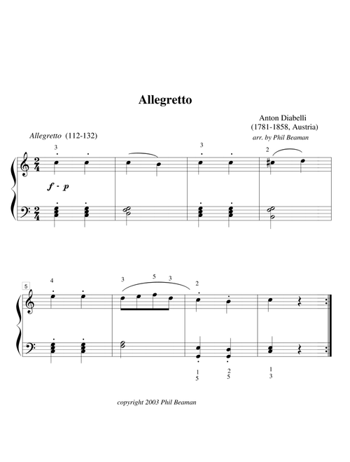 Allegretto - Diabelli - piano solo (Arr. Phil Beaman) - Anton Diabelli (Piano Solo)